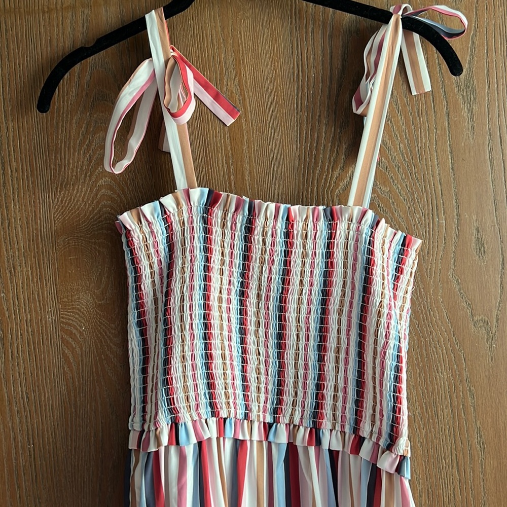 NWT striped smocked tiered maxi dress